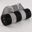 10  Poly Jute Deco Mesh: Black & White Wide Stripe (10 Yards) Online Hot Sale