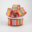 1.5  Florida Stripe Ribbon: Grey, Teal, Yellow & Orange (10 Yards) Online Sale