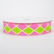 1.5  Harlequin Diamond Ribbon: Pink & Green (50 Yards) Sale