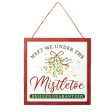 10  Square Wooden Sign: Meet Me Under The Mistletoe Online Sale