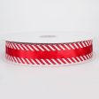 1.5  Red Satin with Candy Cane Edge Ribbon (50 Yards) Sale