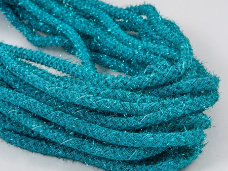 Tinsel Flex Tubing Ribbon: Metallic Turquoise (20 Yards) For Discount