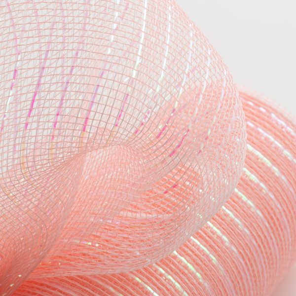 10  Iridescent Foil Mesh: Pastel Coral & White For Discount