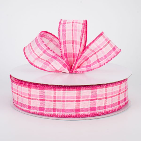 1.5  Spring Plaid Ribbon: Pink (50 Yards) For Sale