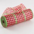 10  Window Pane Poly Deco Mesh: Metallic Christmas Check (10 Yards) Discount