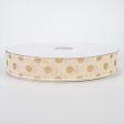 1.5  Polka Dots Ribbon: Natural & Metallic Gold (50 Yards) Online now