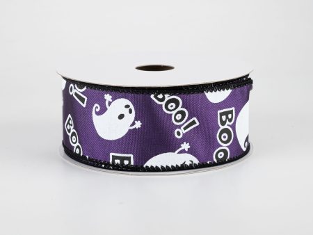 1.5  Cute Boo Ghost Ribbon: Purple (10 Yards) Online Hot Sale