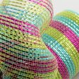 10  Wide Foil Stripes Poly Deco Mesh: Lime, Hot Pink, Turquoise (10 Yards) Hot on Sale