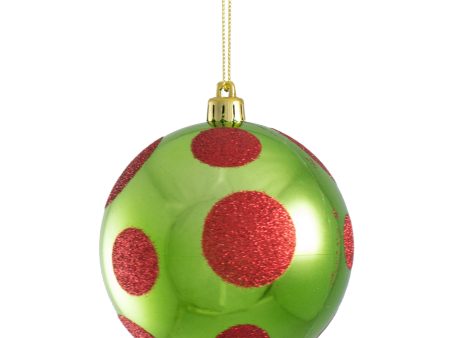 100MM Polka Dot Ornament: Lime Green & Red Online Hot Sale