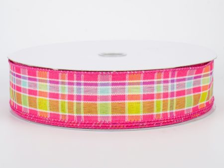 1.5  Spring Plaid Ribbon: Fuchsia Multi (50 Yards) Online now