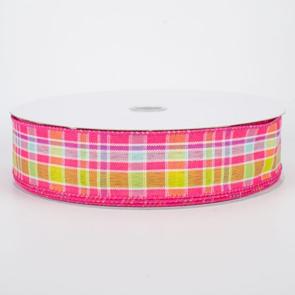 1.5  Spring Plaid Ribbon: Fuchsia Multi (50 Yards) Online now