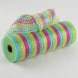 10  Wide Foil Stripes Poly Deco Mesh: Lime, Hot Pink, Turquoise (10 Yards) Hot on Sale