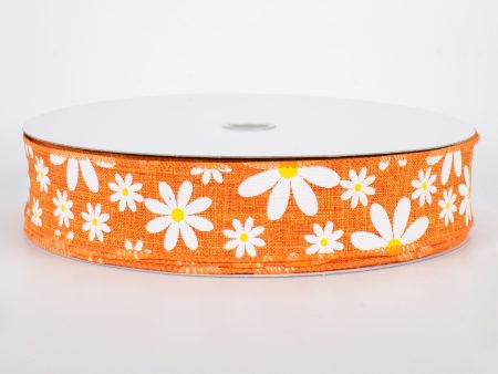 1.5  Daisy Flower Ribbon: Orange (50 Yards) Hot on Sale