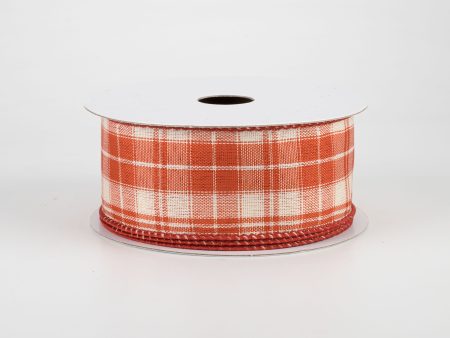 1.5  Homespun Plaid Ribbon: Orange & Cream (10 Yards) Online Sale