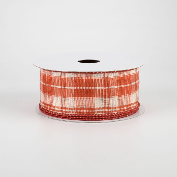 1.5  Homespun Plaid Ribbon: Orange & Cream (10 Yards) Online Sale