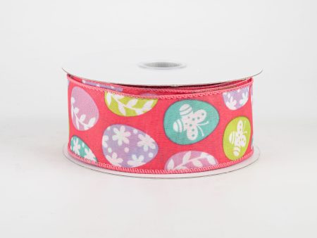 1.5  Flower Easter Eggs Ribbon: Hot Pink (10 Yards) Online Hot Sale