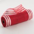 10  Border Stripe Metallic Mesh: Red & White Fashion