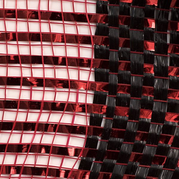 10  Poly Deco Mesh: Deluxe Wide Stripe Black Red For Discount