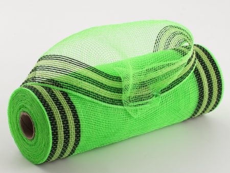 10  Border Stripe Mesh: Lime Green, Black, Fresh Green For Sale