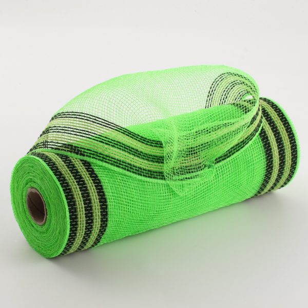 10  Border Stripe Mesh: Lime Green, Black, Fresh Green For Sale