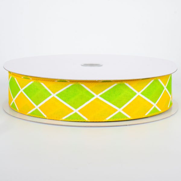 1.5  Harlequin Diamond Ribbon: Yellow & Lime (50 Yards) Hot on Sale