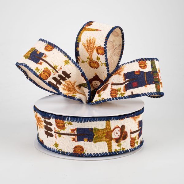 1.5  Scarecrow Ribbon: Cream (10 Yards) Hot on Sale