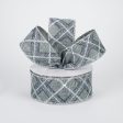 1.5  Glitter Printed Plaid Ribbon: Silver & White (10 Yards) on Sale