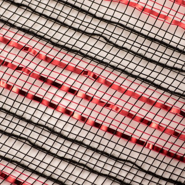 10  Metallic Stripe Fabric Mesh: Black & Red For Discount