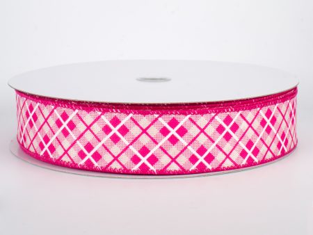 1.5  Argyle Plaid Ribbon: Pink (50 Yards) Online Hot Sale