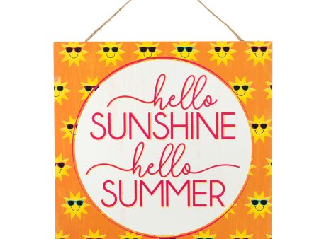 10  Square Wooden Sign: Hello Sunshine Summer Online now