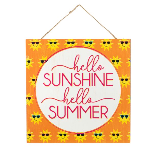 10  Square Wooden Sign: Hello Sunshine Summer Online now