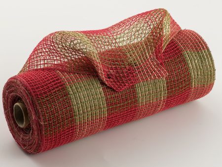 10  Fabric Mesh: Christmas Plaid Jute Sale