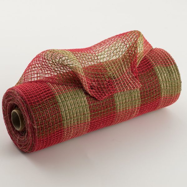 10  Fabric Mesh: Christmas Plaid Jute Sale