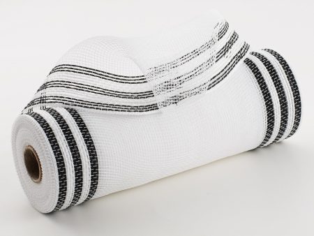 10  Border Stripe Mesh: White & Black Fashion