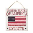 10  Square Wooden Sign: United States of America Flag Online