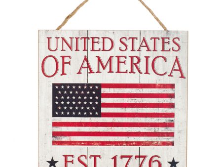 10  Square Wooden Sign: United States of America Flag Online