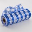 10  Metallic Check Mesh: Royal Blue & White (10 Yards) Cheap