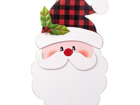 14  Wooden Santa Head With Hat Decoration For Sale