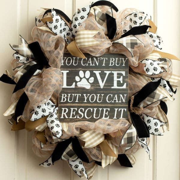 10  Square Wooden Sign: Rescue Love For Sale