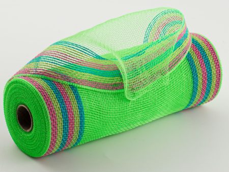 10  Border Stripe Mesh: Lime, Hot Pink, Fresh Green, Turquoise on Sale