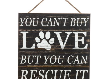 10  Square Wooden Sign: Rescue Love For Sale