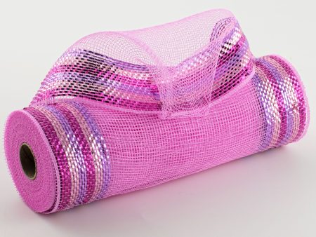 10  Border Stripe Metallic Mesh: Pink, Lavender, Hot Pink Discount