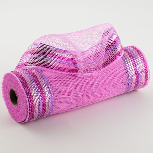 10  Border Stripe Metallic Mesh: Pink, Lavender, Hot Pink Discount