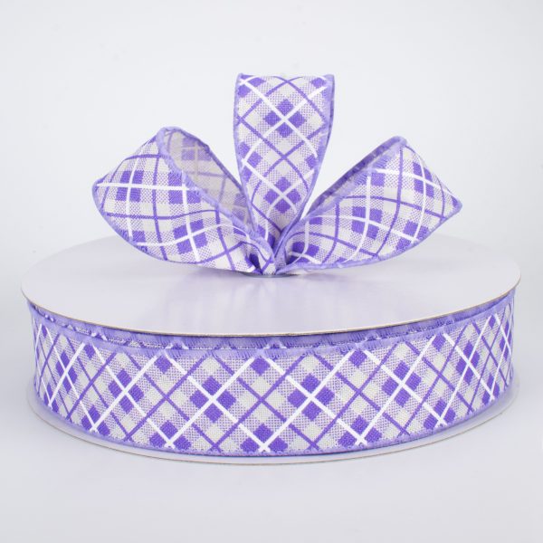 1.5  Argyle Plaid Ribbon: Lavender (50 Yards) Online