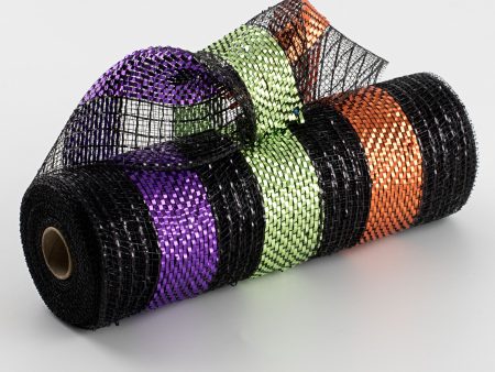 10  Wide Metallic Stripes Deco Mesh: Halloween Online now