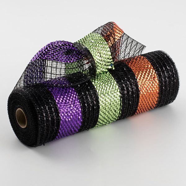 10  Wide Metallic Stripes Deco Mesh: Halloween Online now