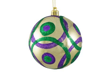 100MM Glitter Circles Ball Ornament: Mardi Gras Hot on Sale