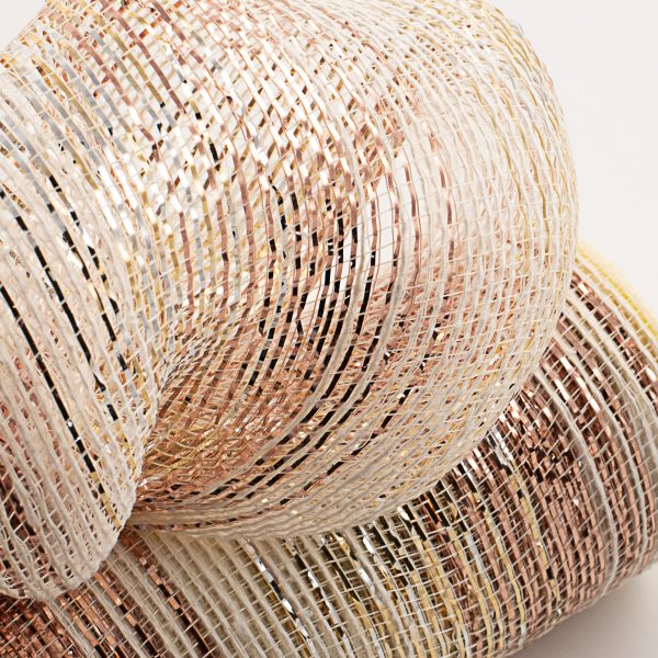 10  Burlap Deco Mesh: Cotton & Metallic Rose Gold Ombré Sale