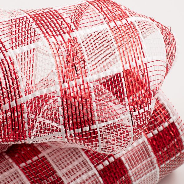 10  Metallic Check Mesh: Red & White (10 Yards) Fashion