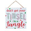 10  Square Wooden Sign: Tinsel In A Tangle For Discount